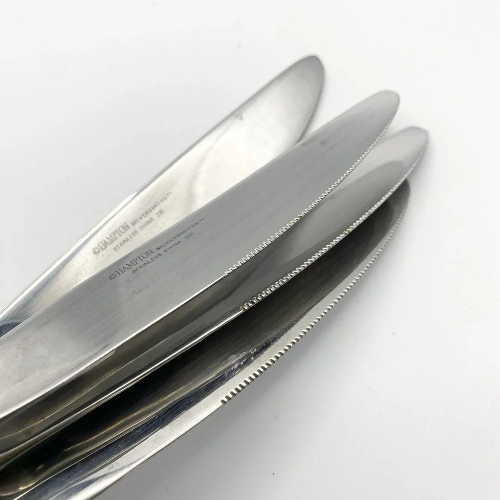 Hampton Silversmith Braided‎ Rope Stainless Silverware Lot Of 4 Butter Knifes
